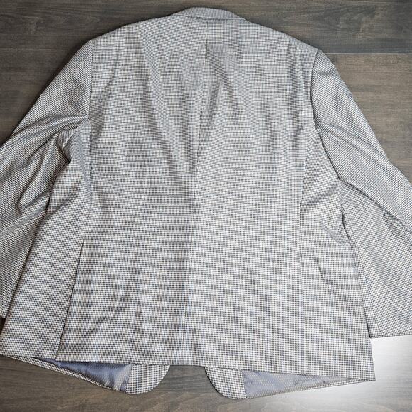 MINT 52R JEAN-PAUL GERMAIN Men's Blue Check Polyester Sports Coat Jacket - Picture 4 of 11